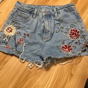 Top shop floral embroidered shorts